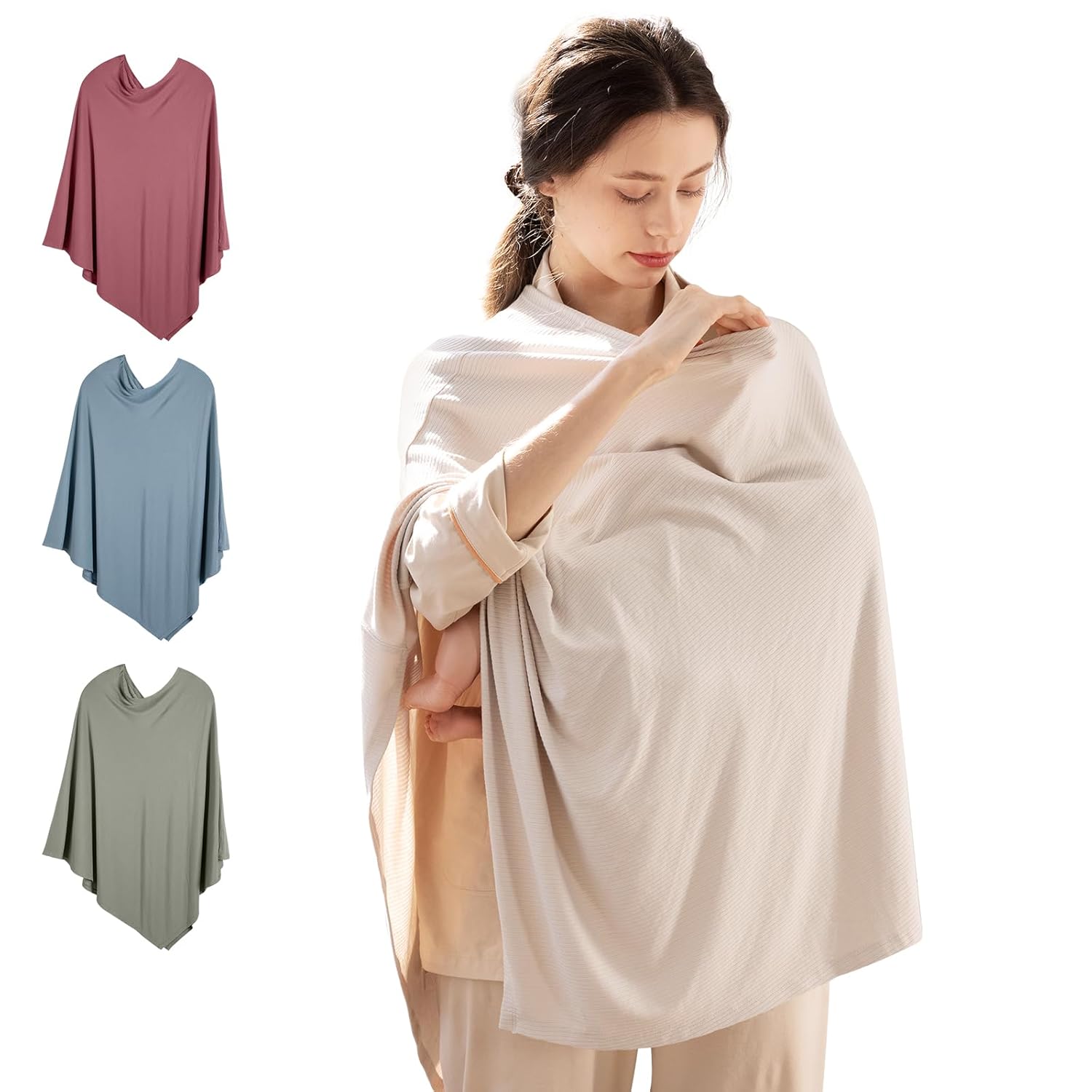 Housse d'allaitement et poncho multi-usage 360° en bambou (avoine)