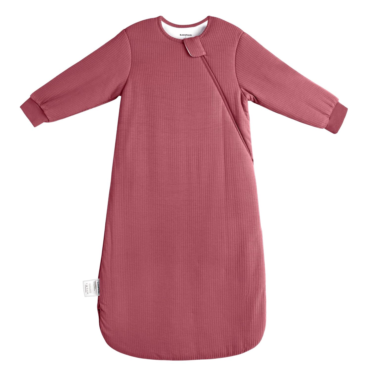 BubblePanda Dusty Rose 1.5 TOG Long Sleeve Bamboo Sleep Bag - Full Coverage Wearable Blanket for Cooler Nights