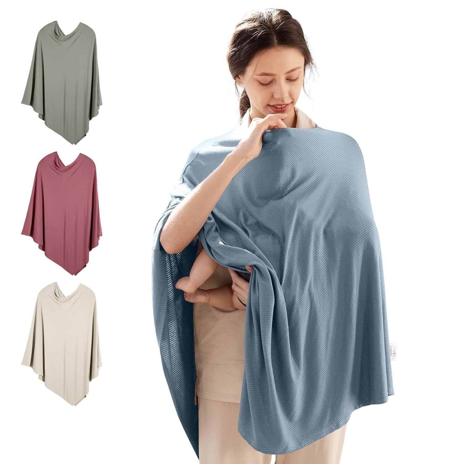 Housse d'allaitement et poncho multi-usage en bambou 360° (Glacier)