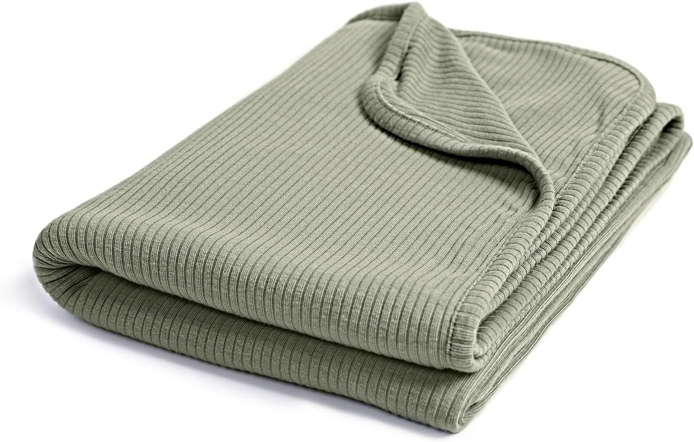 Couverture côtelée double épaisseur en bambou (vert olive)