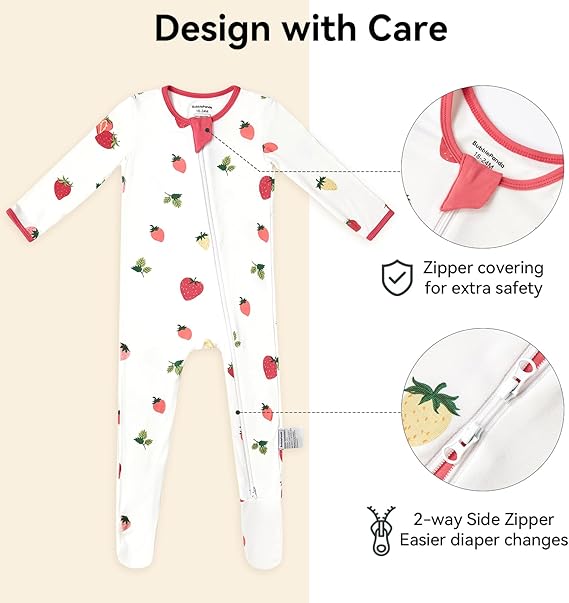 Pyjama Grenouillère en Bambou - Fraise