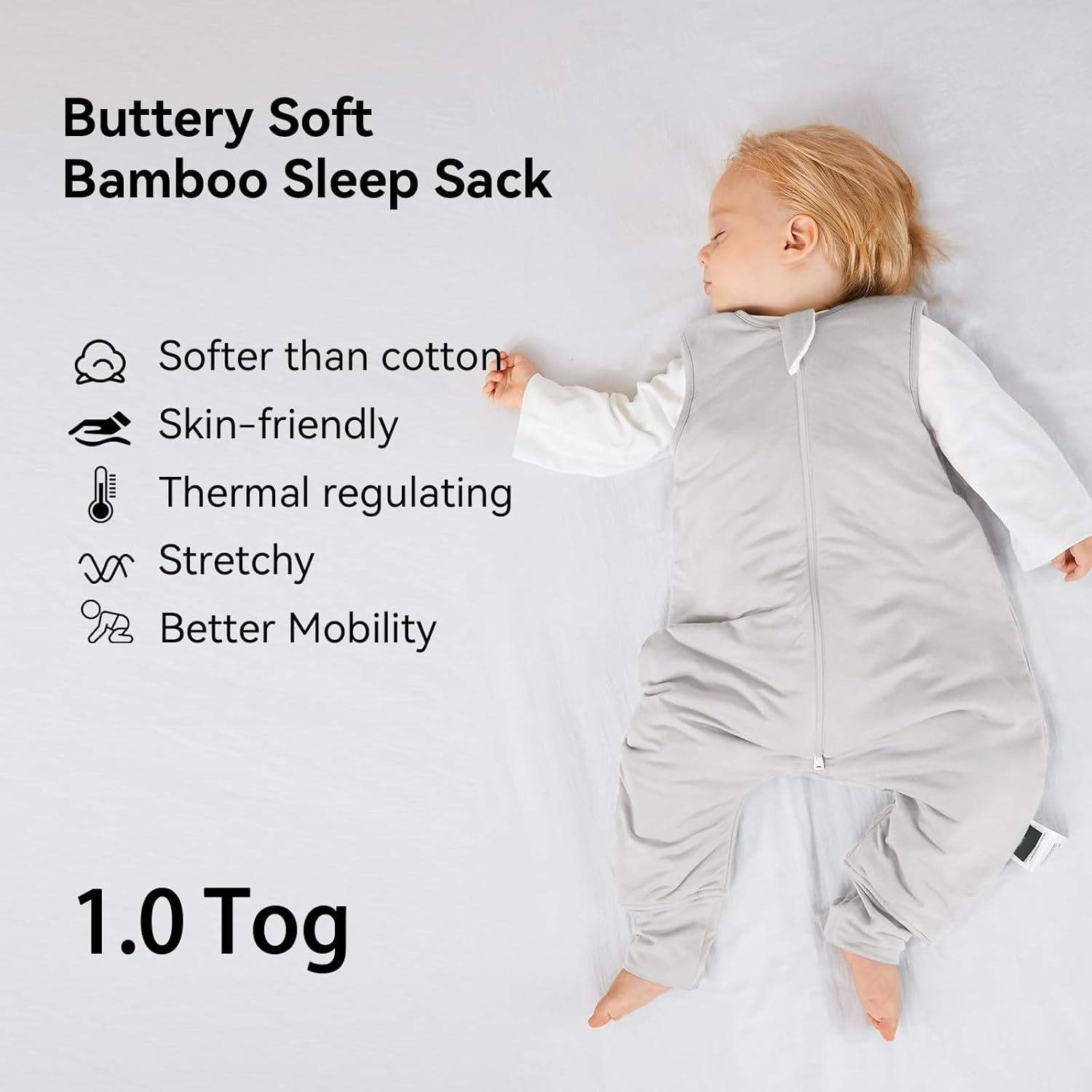 Buttery-soft high-density bamboo fabric texture on BubblePanda Storm 1.0 TOG Walker Sack