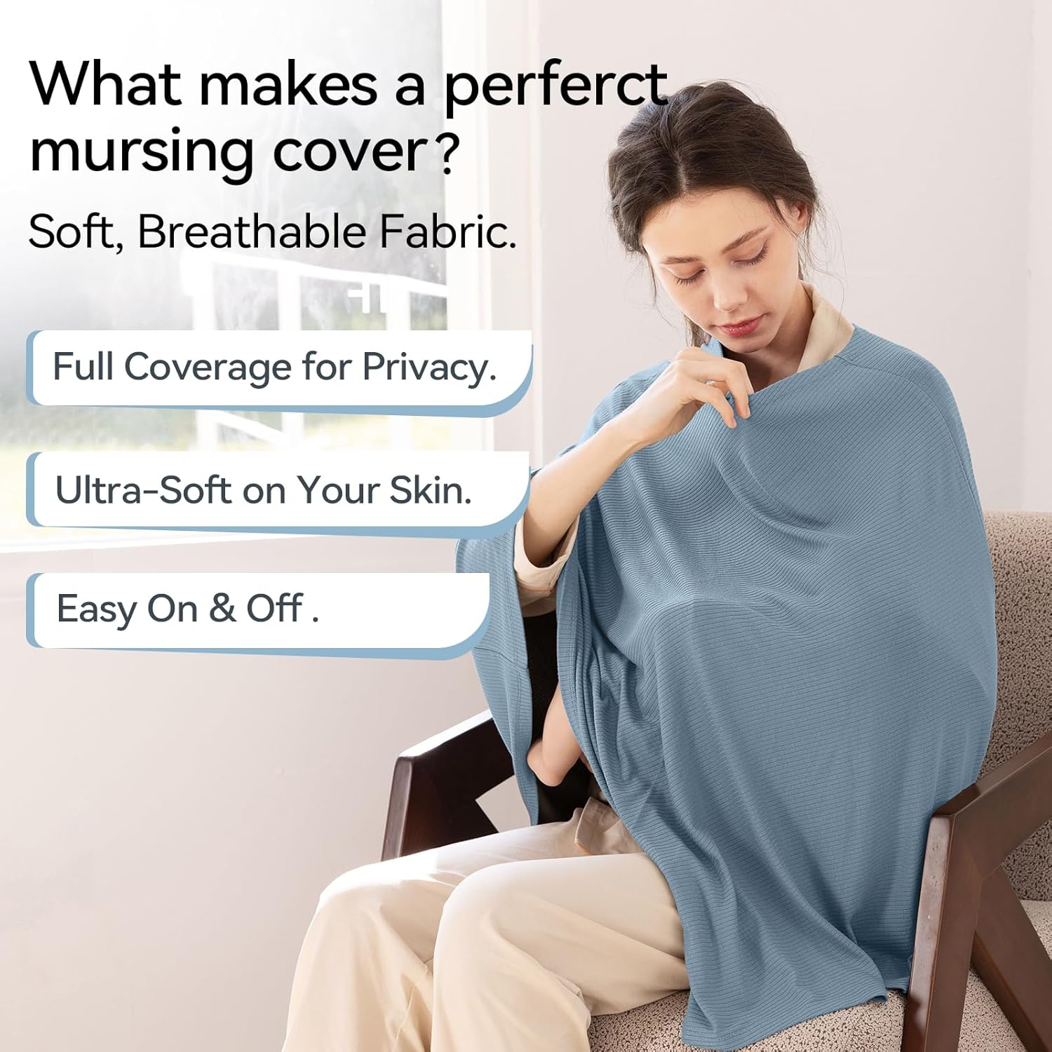 Housse d'allaitement et poncho multi-usage en bambou 360° (Glacier)