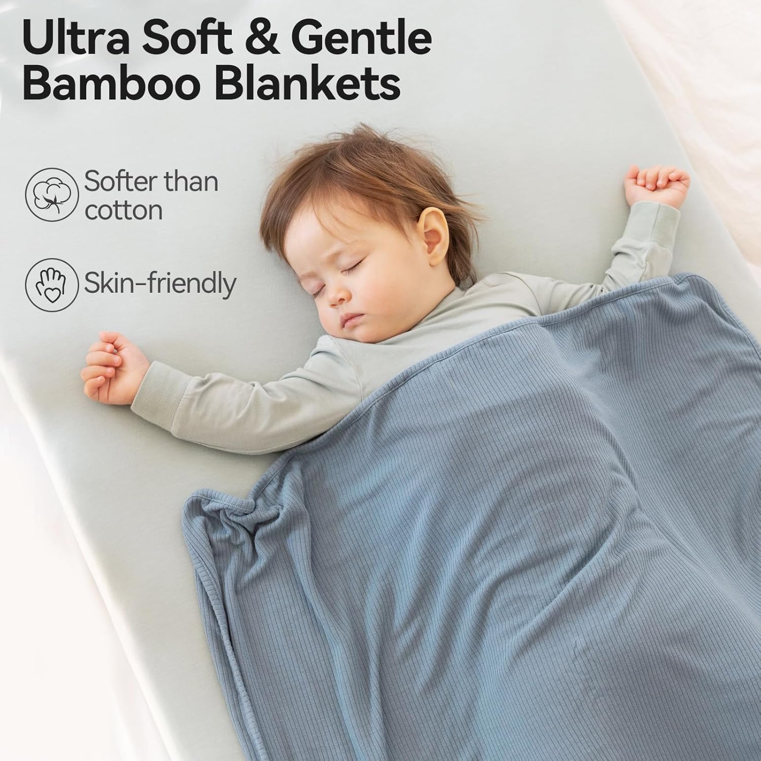 Couverture nervurée en bambou double épaisseur (Glacier)