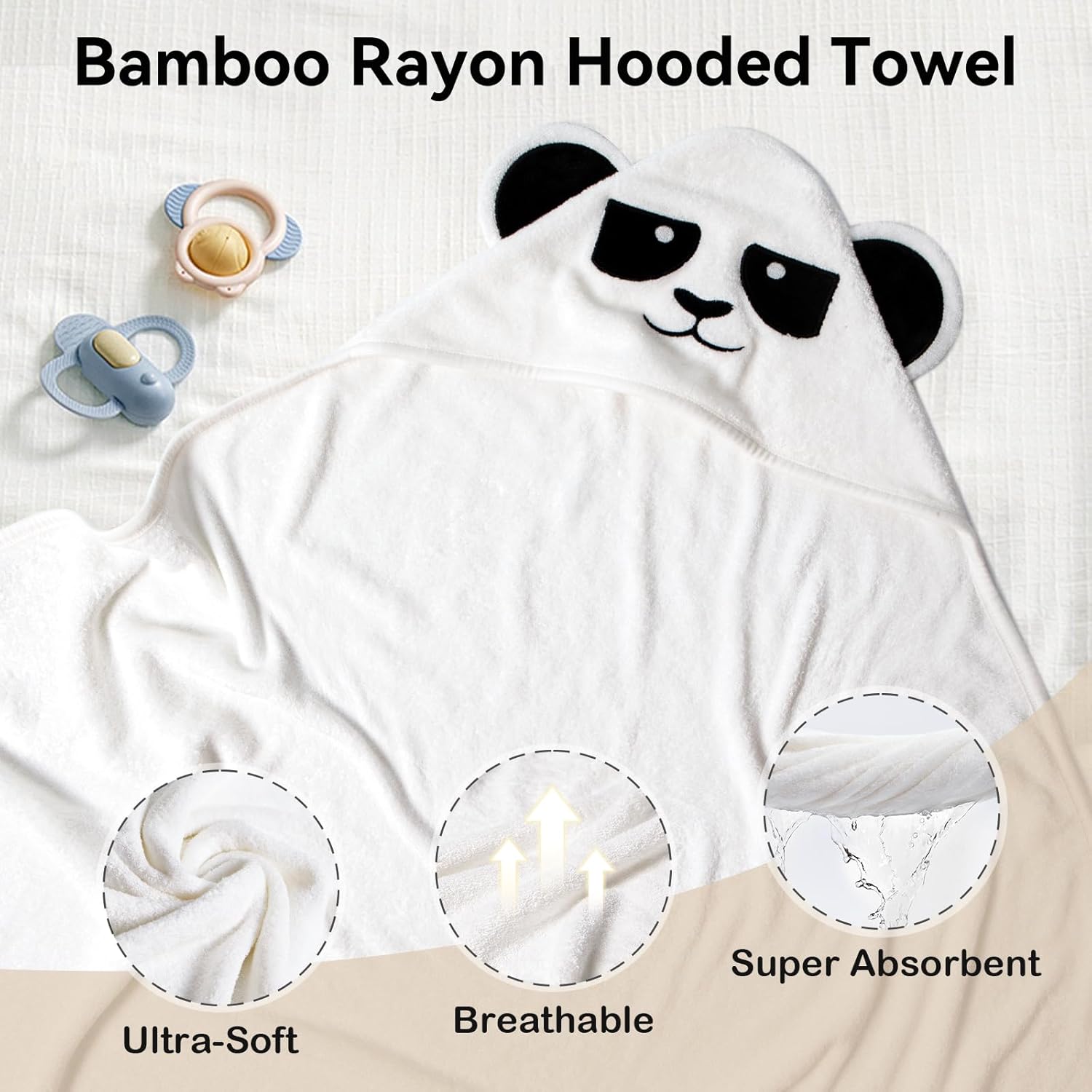 Serviette de bain bébé en bambou à capuche - Nuage Blanc