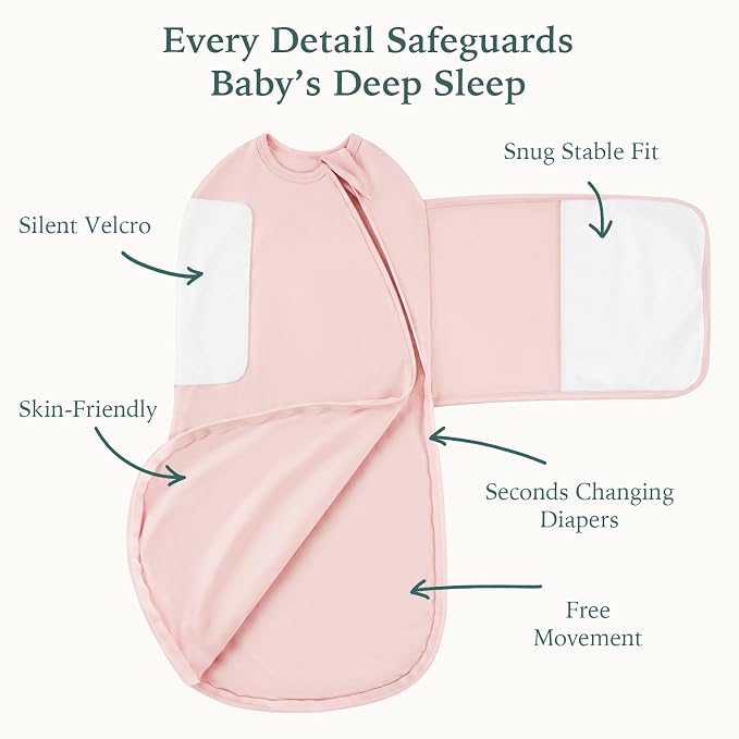 Bamboo Velcro Swaddle Sack - 0.5 TOG (Pink)