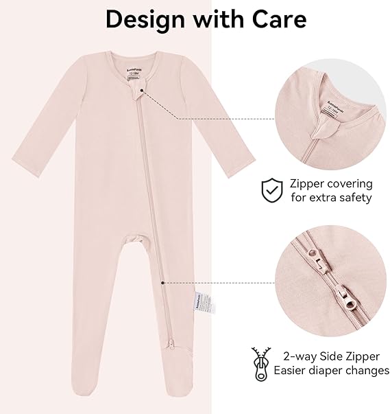 Pyjama une pièce en bambou - Rose poudré