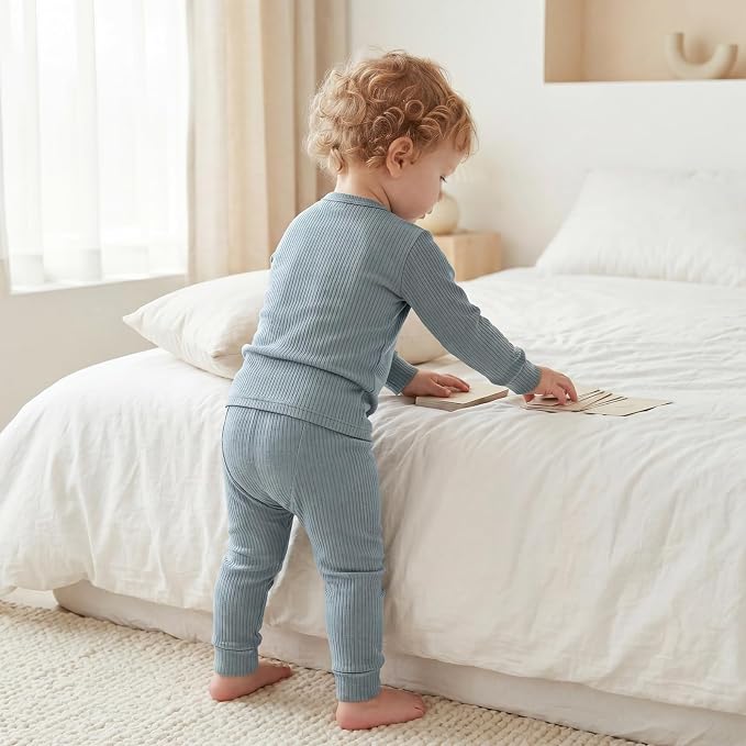 Bamboo Long Sleeve Pajama Set - Glacier