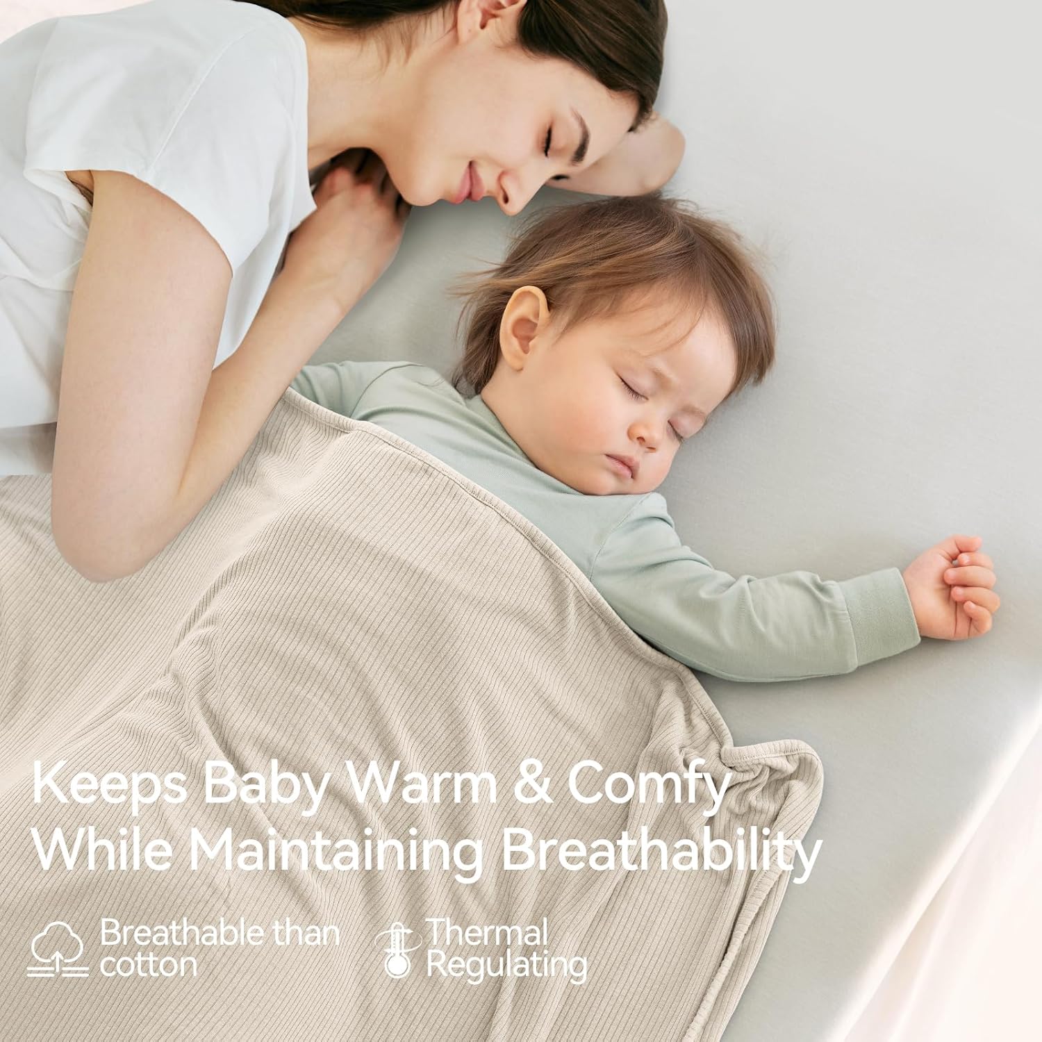 Double-Layer Ribbed Bamboo Blanket (Oat)