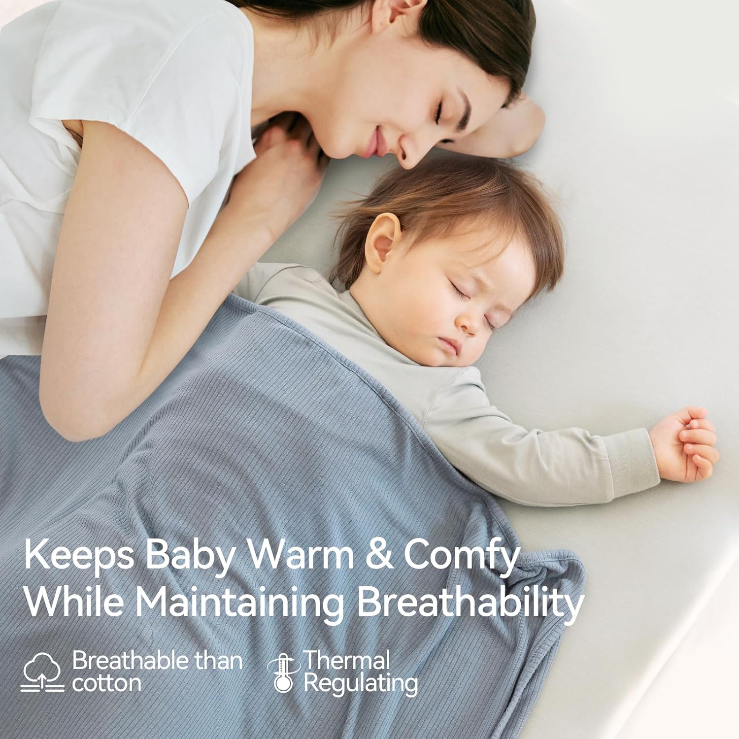 Double-Layer Ribbed Bamboo Blanket (Glacier)