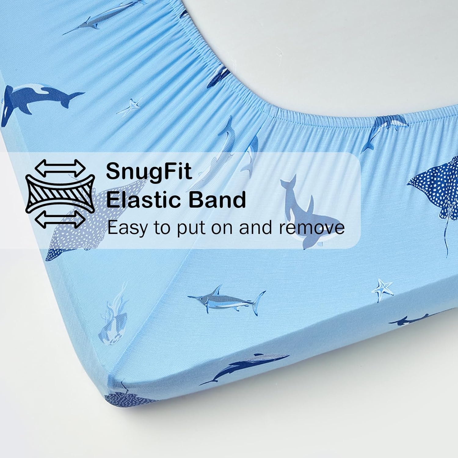 Drap-housse de berceau en bambou - (Requin)