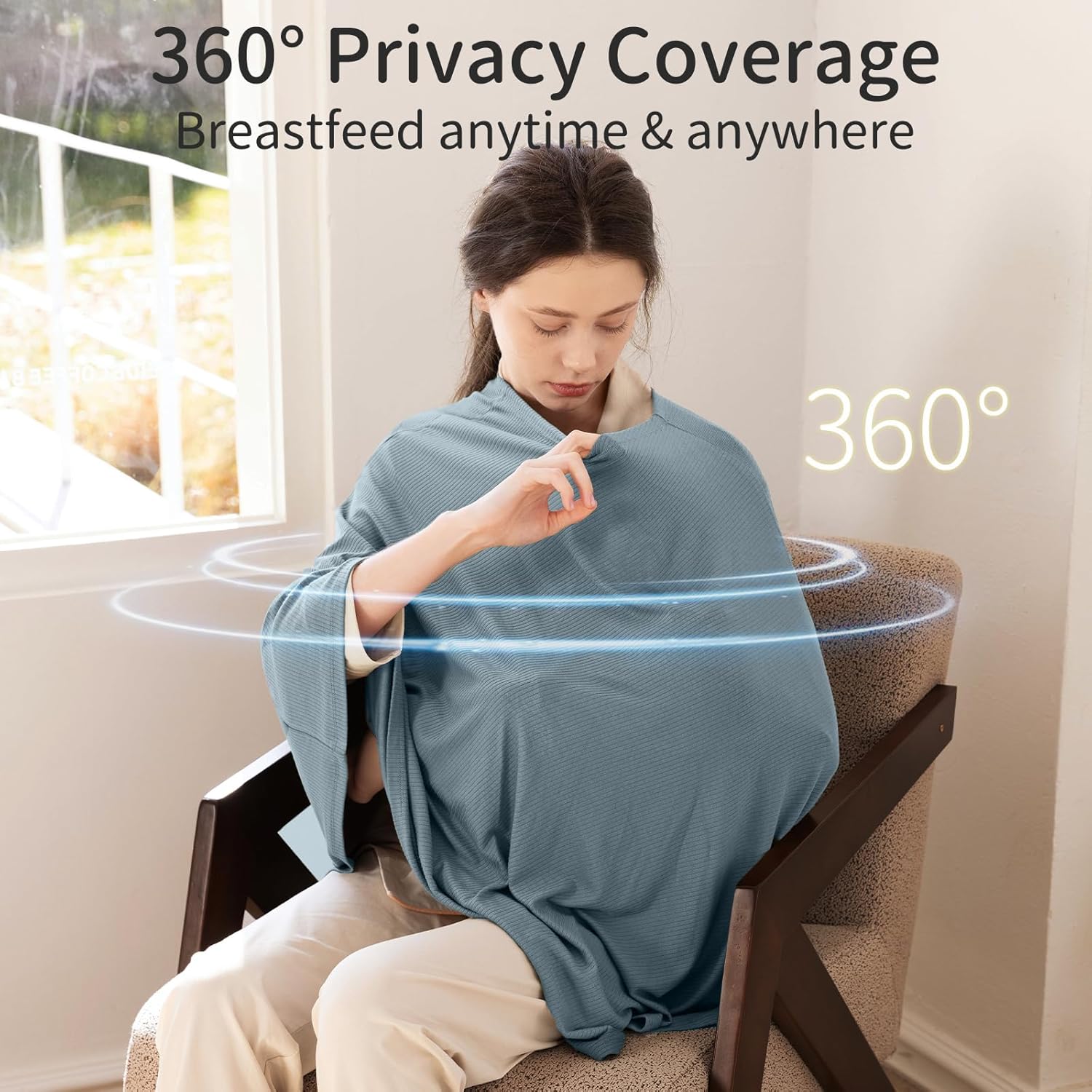 Housse d'allaitement et poncho multi-usage en bambou 360° (Glacier)