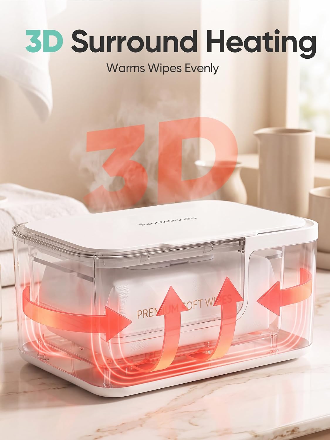 Baby Wipe Warmer – 3D Surround Heating & Night Light