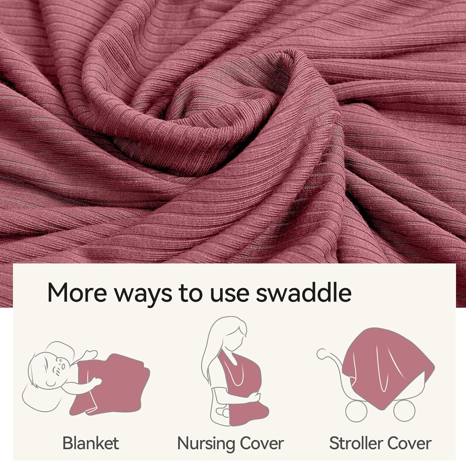 Double-Layer Ribbed Bamboo Blanket (Dusty Rose)