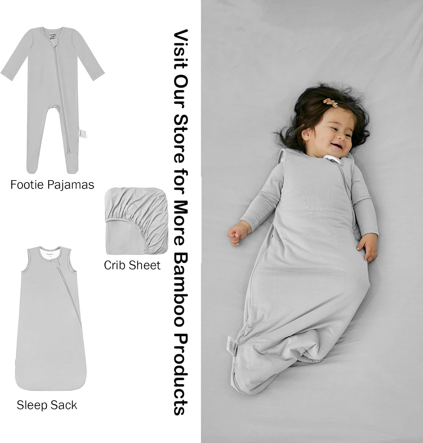 Drap-housse de bambou pour lit de bébé – (Storm)