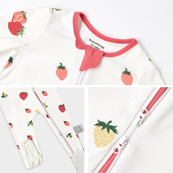 Pyjama Grenouillère en Bambou - Fraise