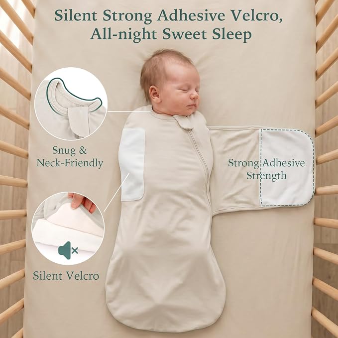Bamboo Velcro Swaddle Sack - 0.5 TOG (Oat)