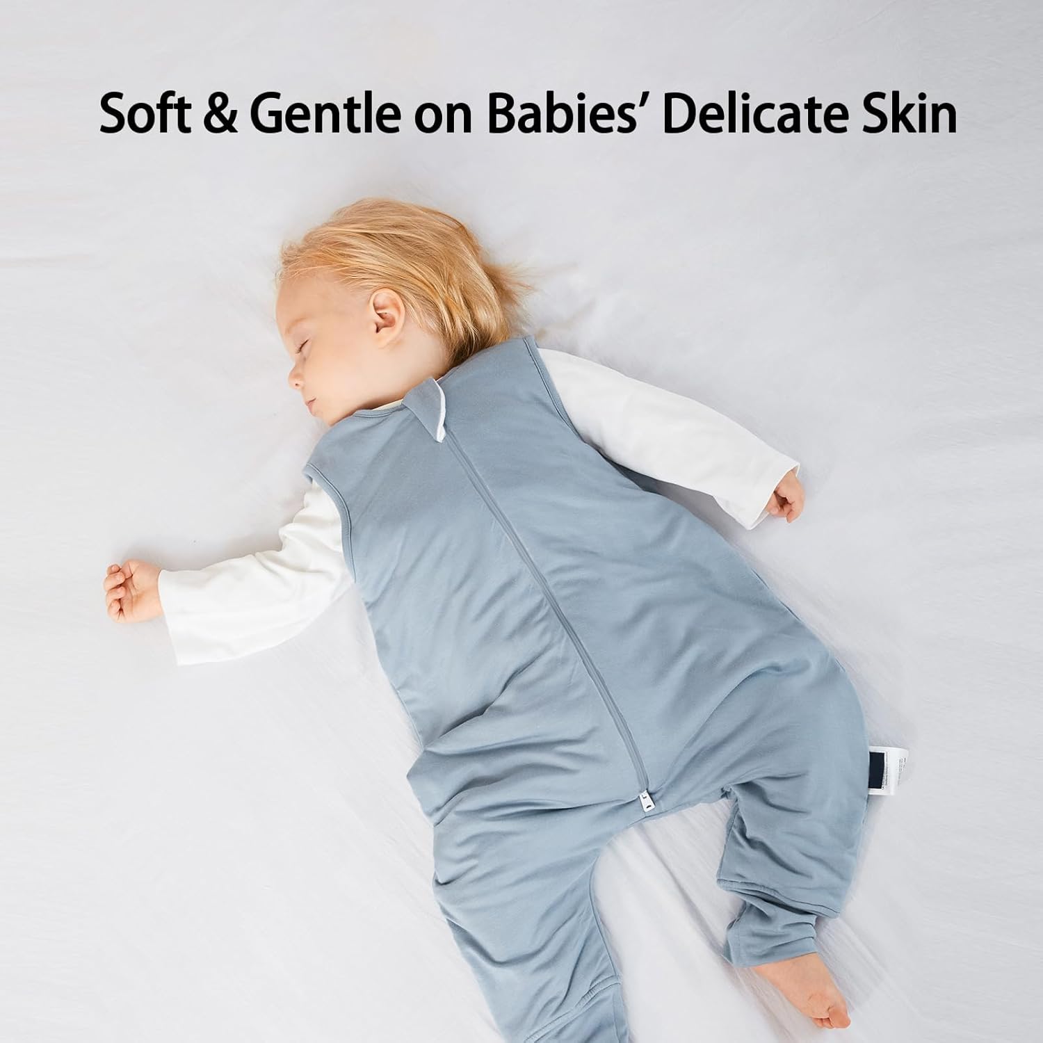 Breathable open-foot design on BubblePanda Slate 0.5 TOG Walker Sack for toddlers learning to stand and walk