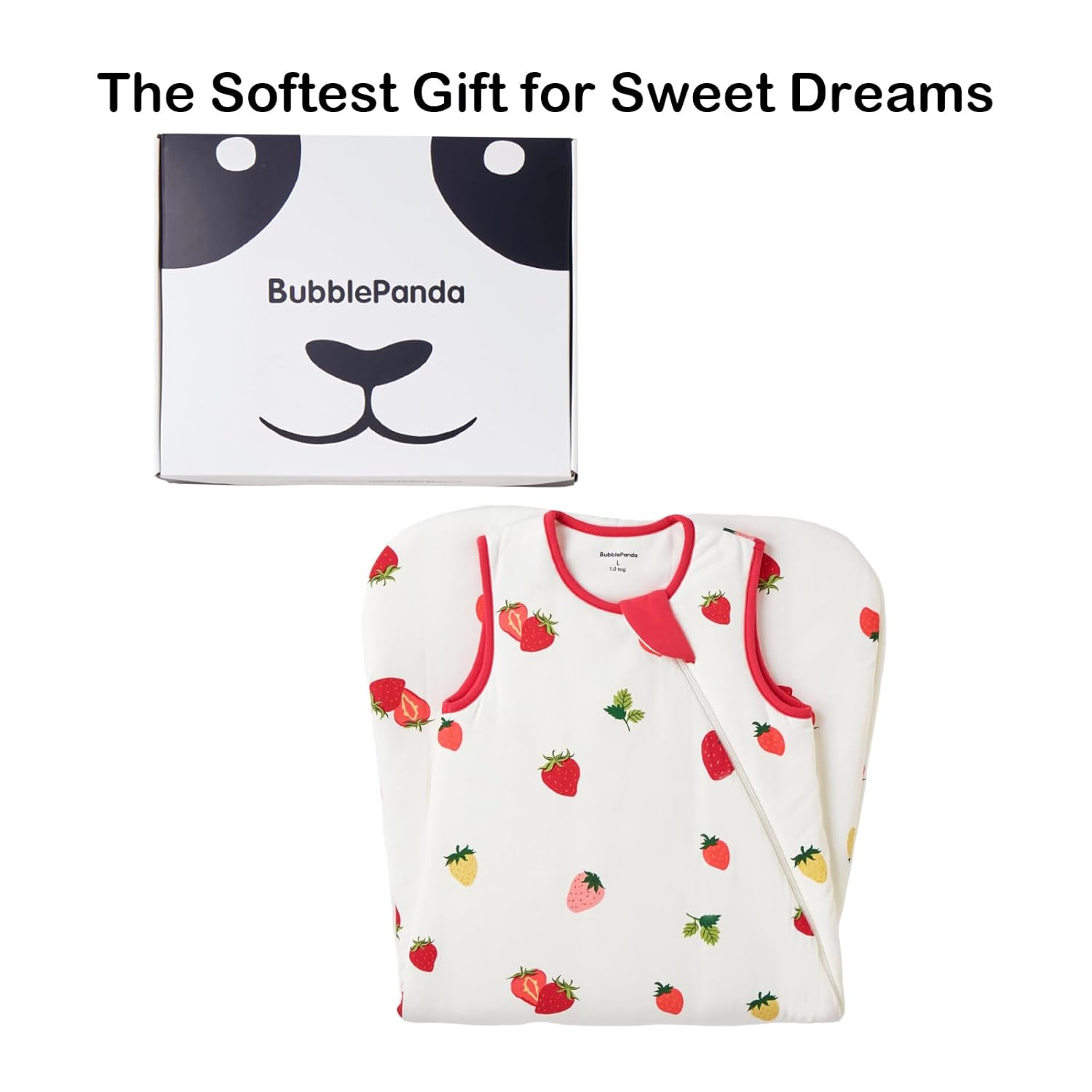 Elegant Strawberry 1.0 TOG BubblePanda bamboo sleep sack in a modern minimalist nursery setting