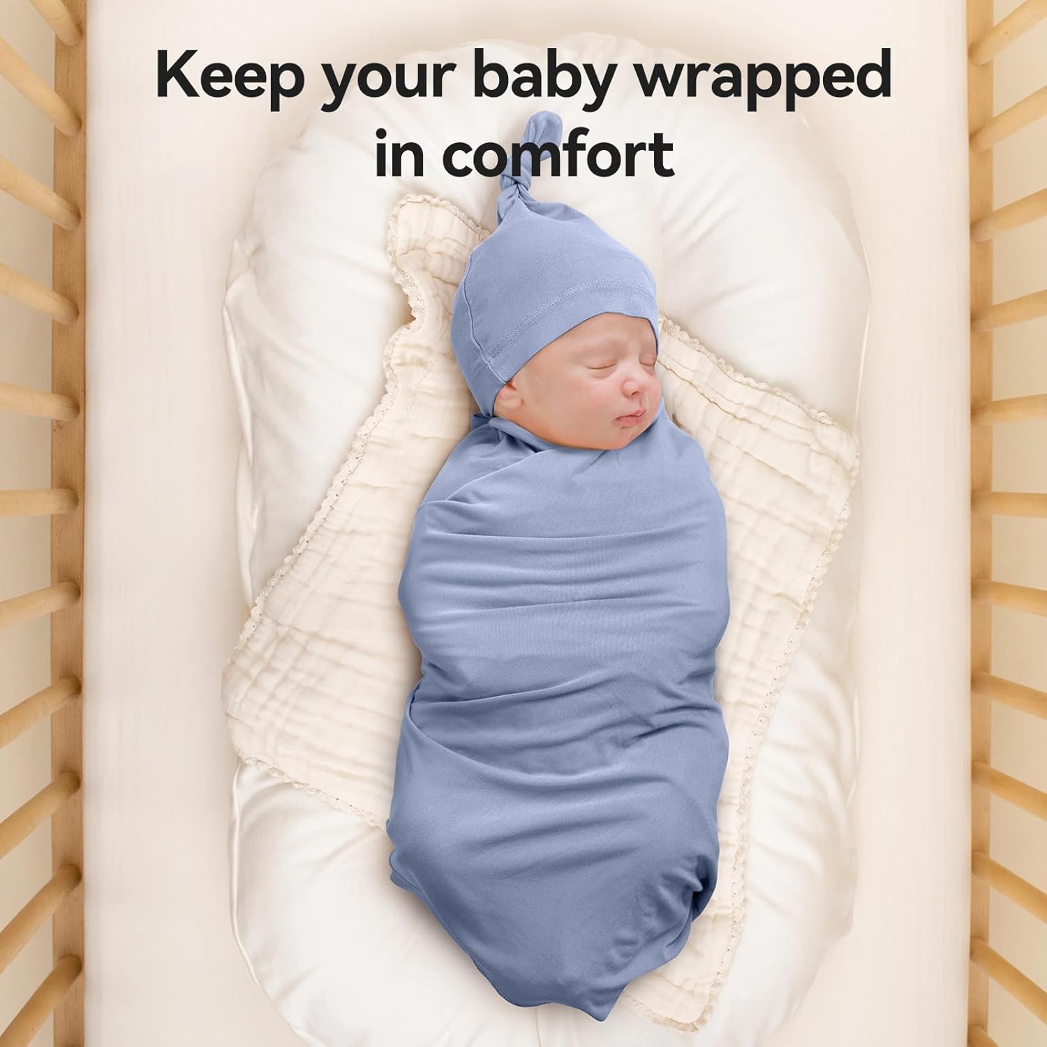 Bamboo Swaddle Blanket & Beanie Set - Slate