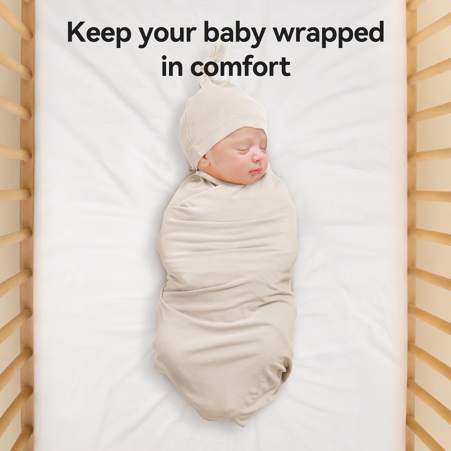 Bamboo Swaddle Blanket & Beanie Set - Oat