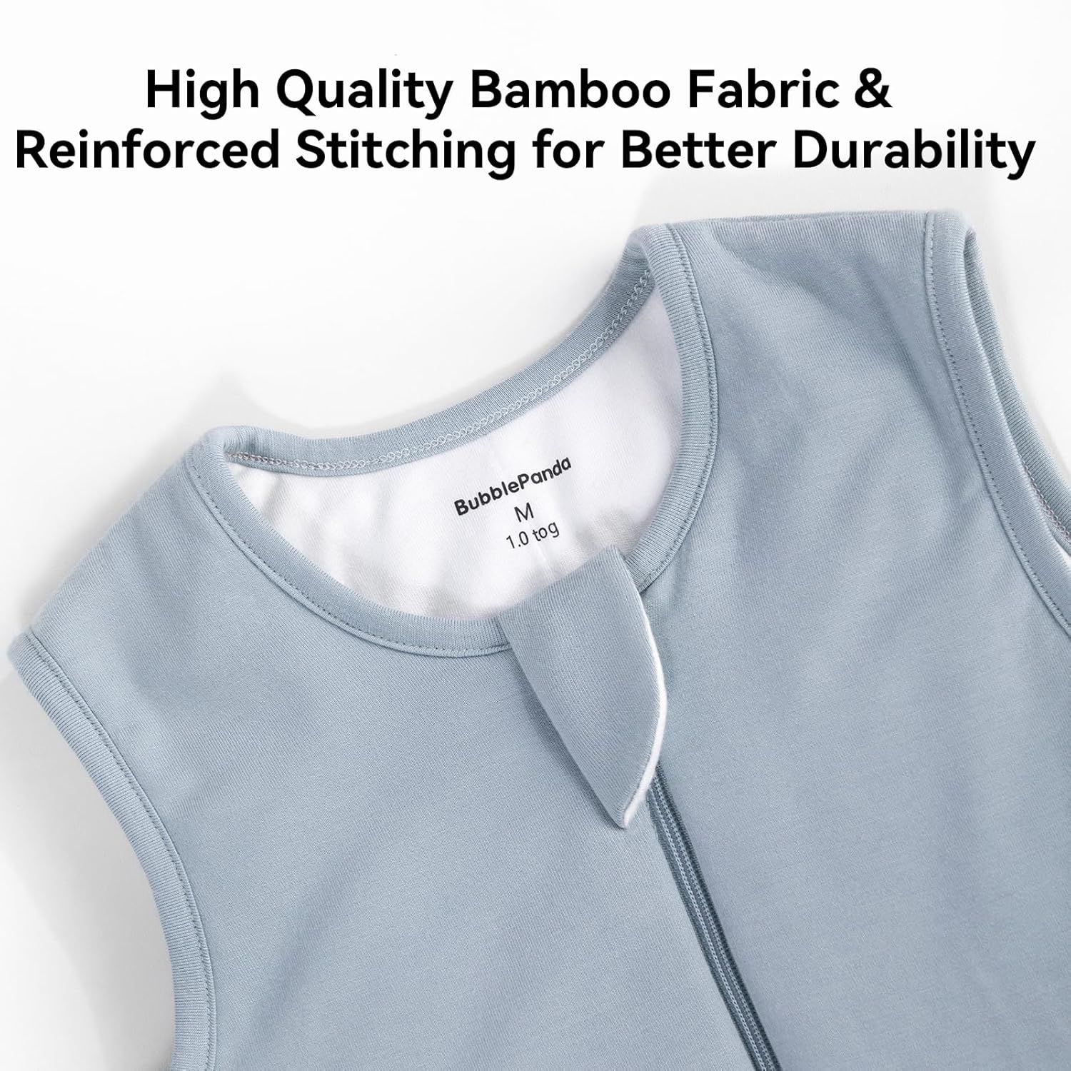Easy diaper change J-shape 2-way zipper and protective guard on BubblePanda Slate 1.0 TOG Walker Sack