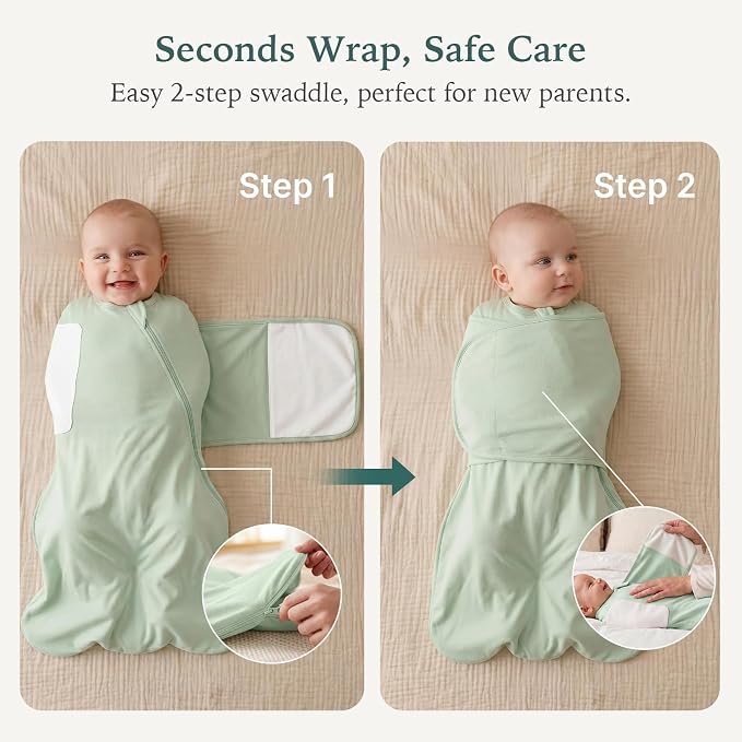 Bamboo Velcro Swaddle Sack - 0.5 TOG (Sage)