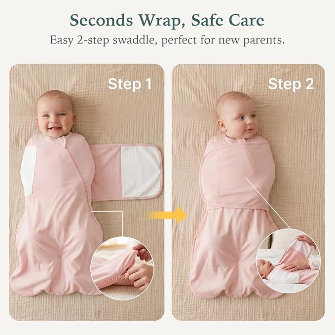 Bamboo Velcro Swaddle Sack - 0.5 TOG (Pink)