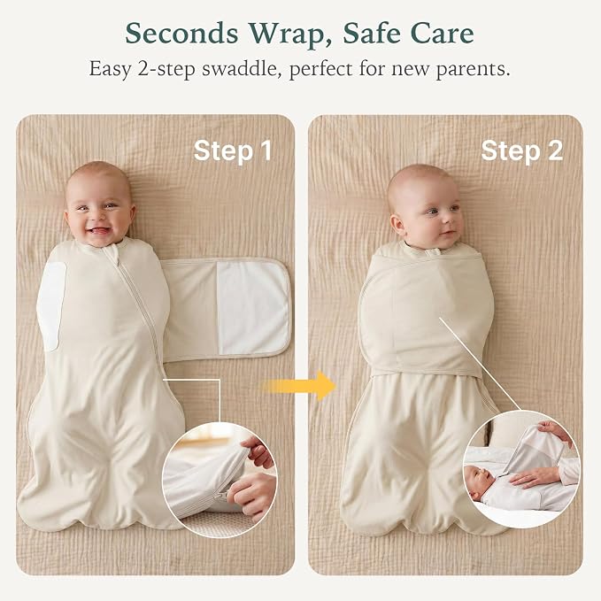 Bamboo Velcro Swaddle Sack - 0.5 TOG (Oat)
