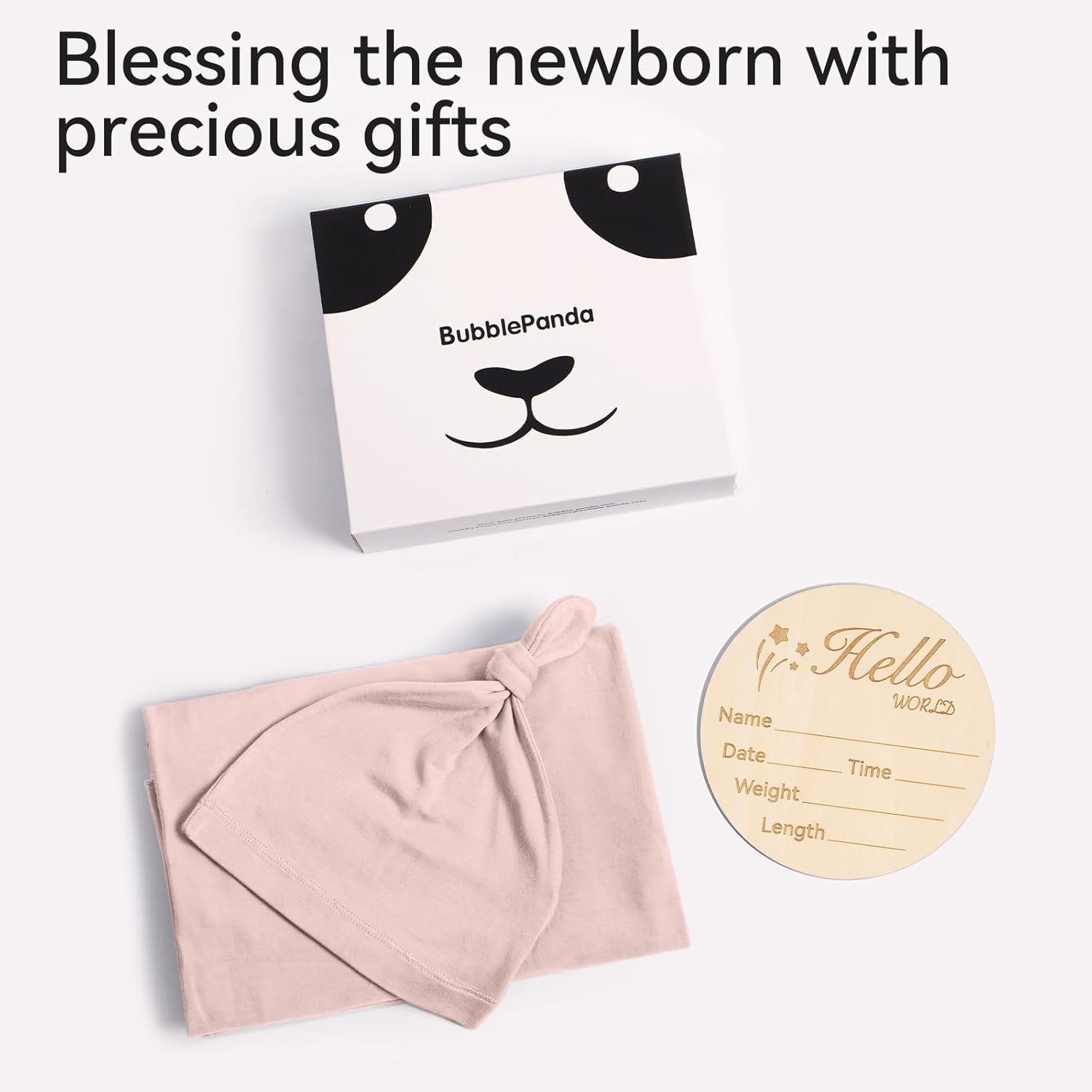 Bamboo Swaddle Blanket & Beanie Set - Blush