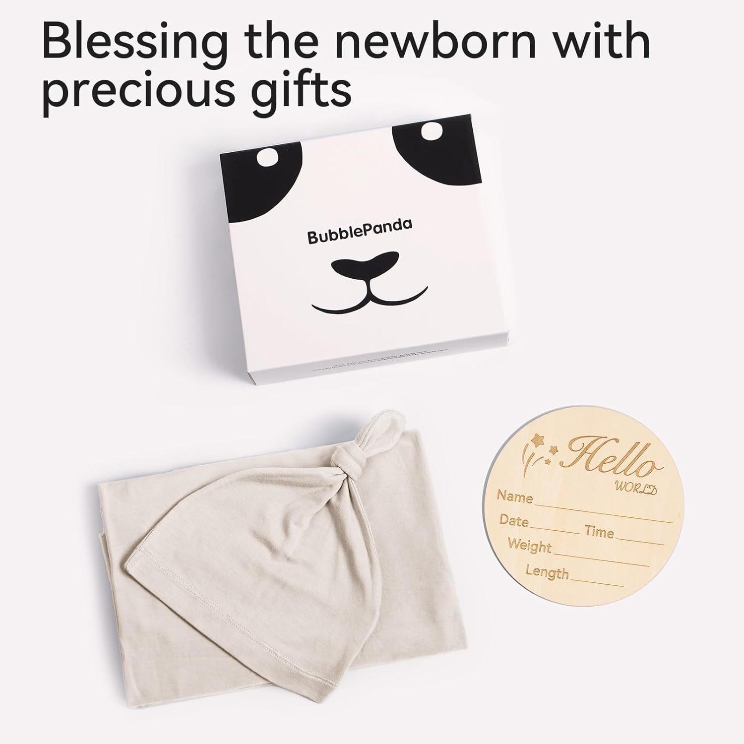 Bamboo Swaddle Blanket & Beanie Set - Oat