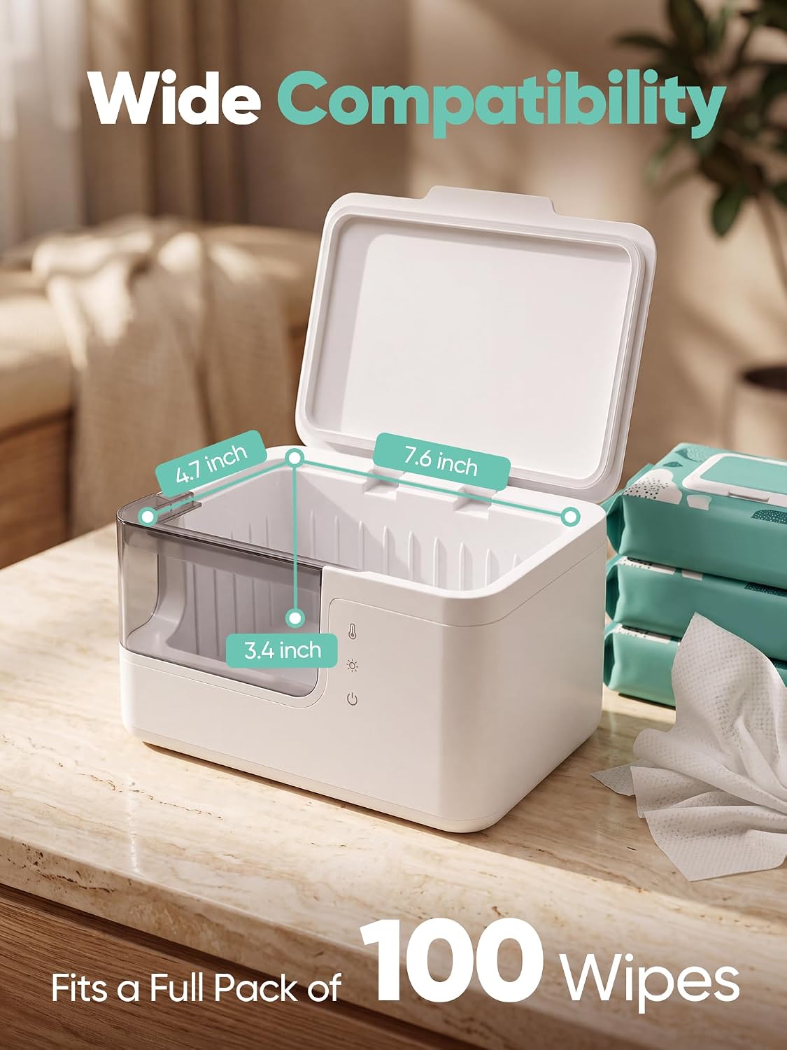 Baby Wipe Warmer – 3D Surround Heating & Night Light
