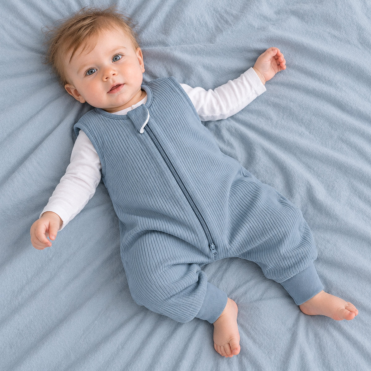 Gigoteuse d'été Bambou avec pieds – 1.0 TOG (Glacier)