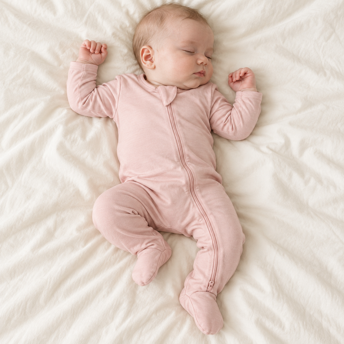 Pyjama une pièce en bambou - Rose poudré