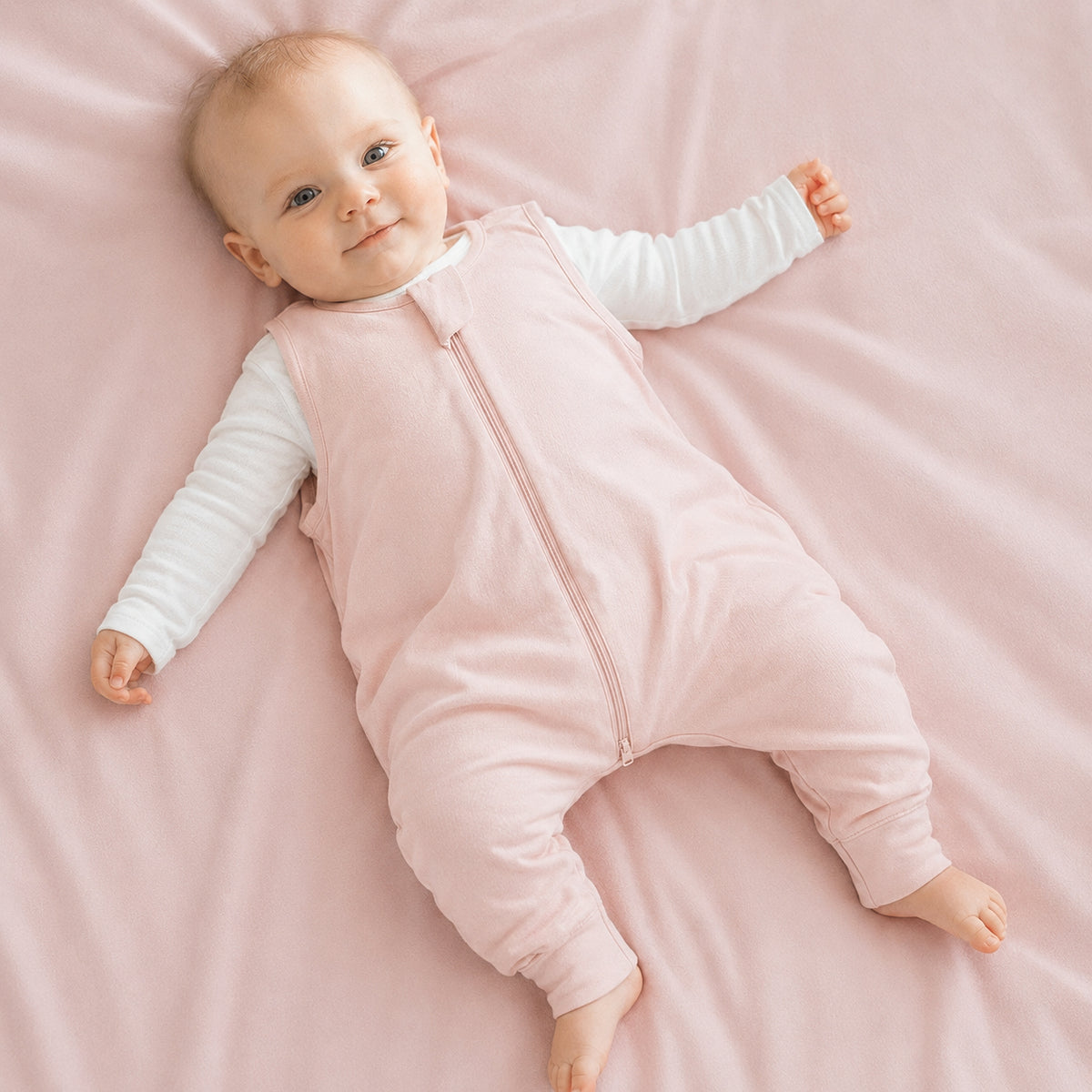 Gigoteuse d'été Bambou avec pieds (indice de chaleur 0.5 TOG) - Rose Poudré