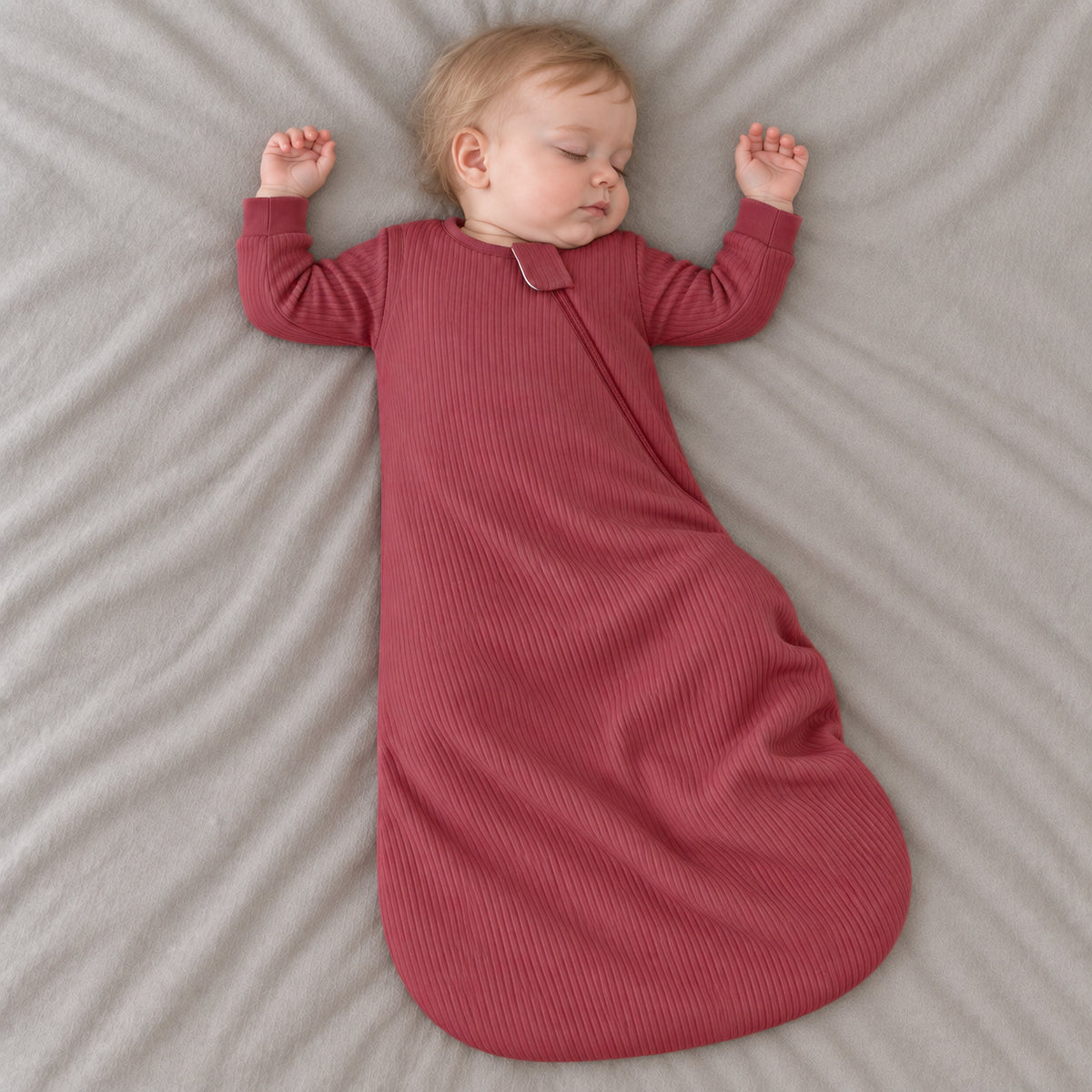 Long Sleeve Ribbed Bamboo Sleep Sack 1.5 TOG – Dusty Rose