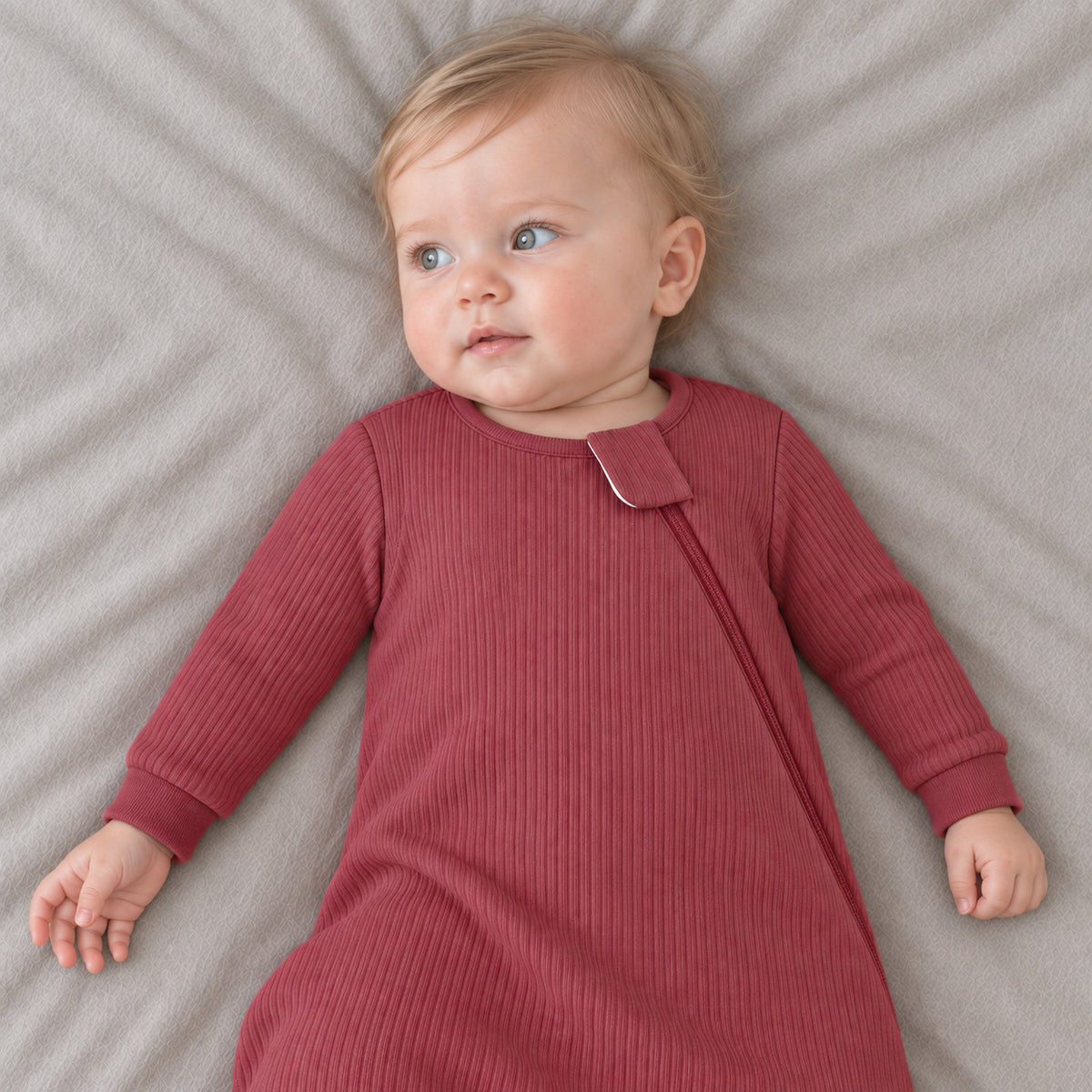 Gigoteuse à manches longues en bambou côtelé - 1.5 TOG (Rose ancien)