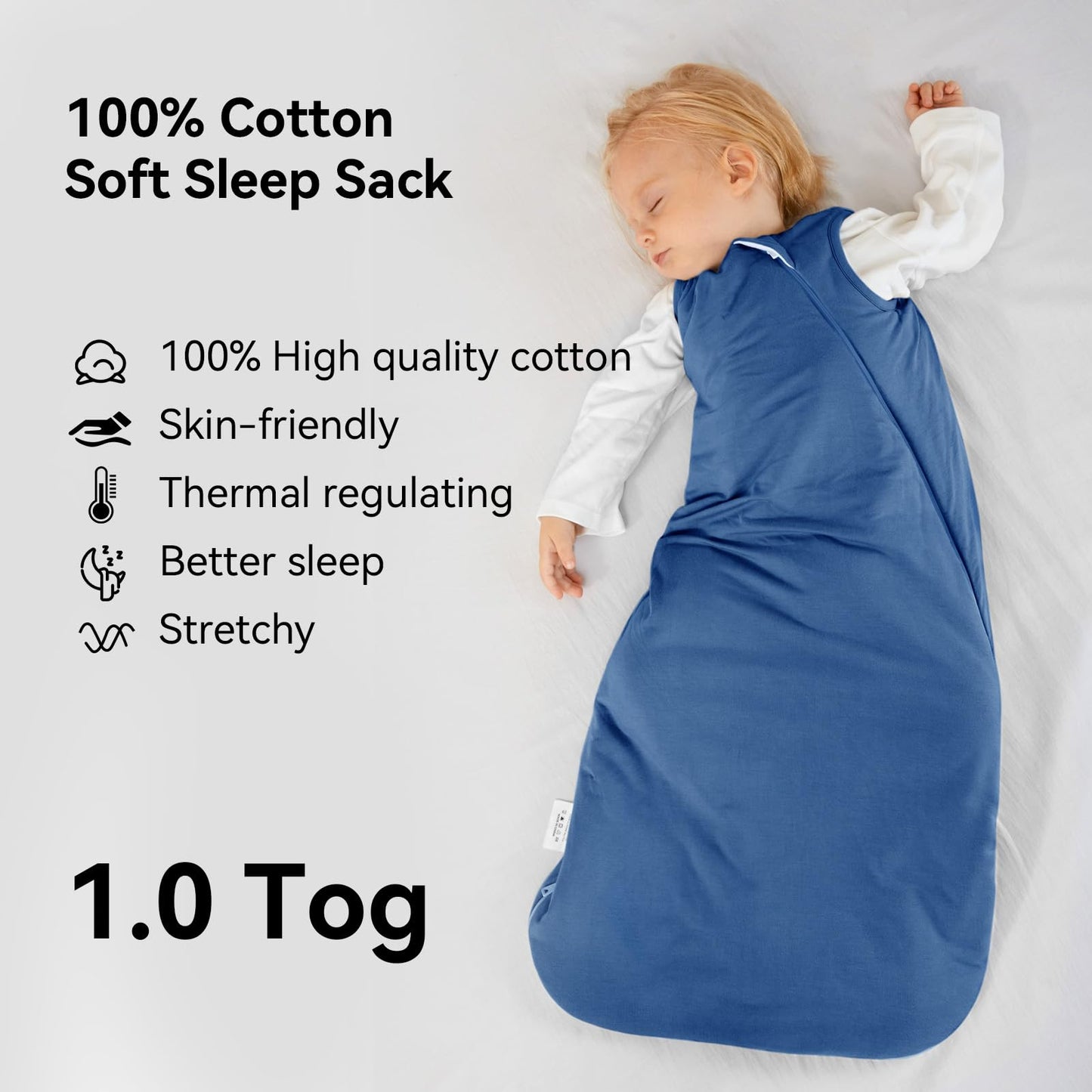 Okayinn BubblePanda Baby Sleep Sack 24-36 Months 100% Cotton 1.0 Tog Toddler Sleeping Sack 2t-3t for Babies 2-Way Zipper