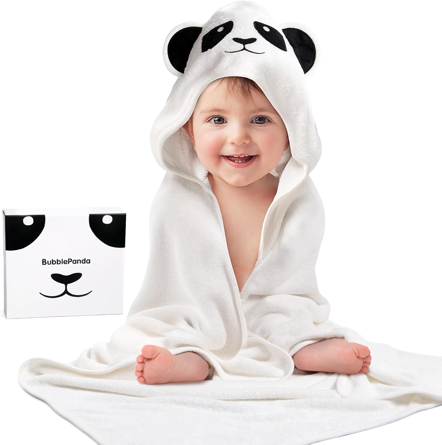 Serviette de bain bébé en bambou à capuche - Nuage Blanc