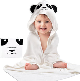 Serviette de bain bébé en bambou à capuche - Nuage Blanc