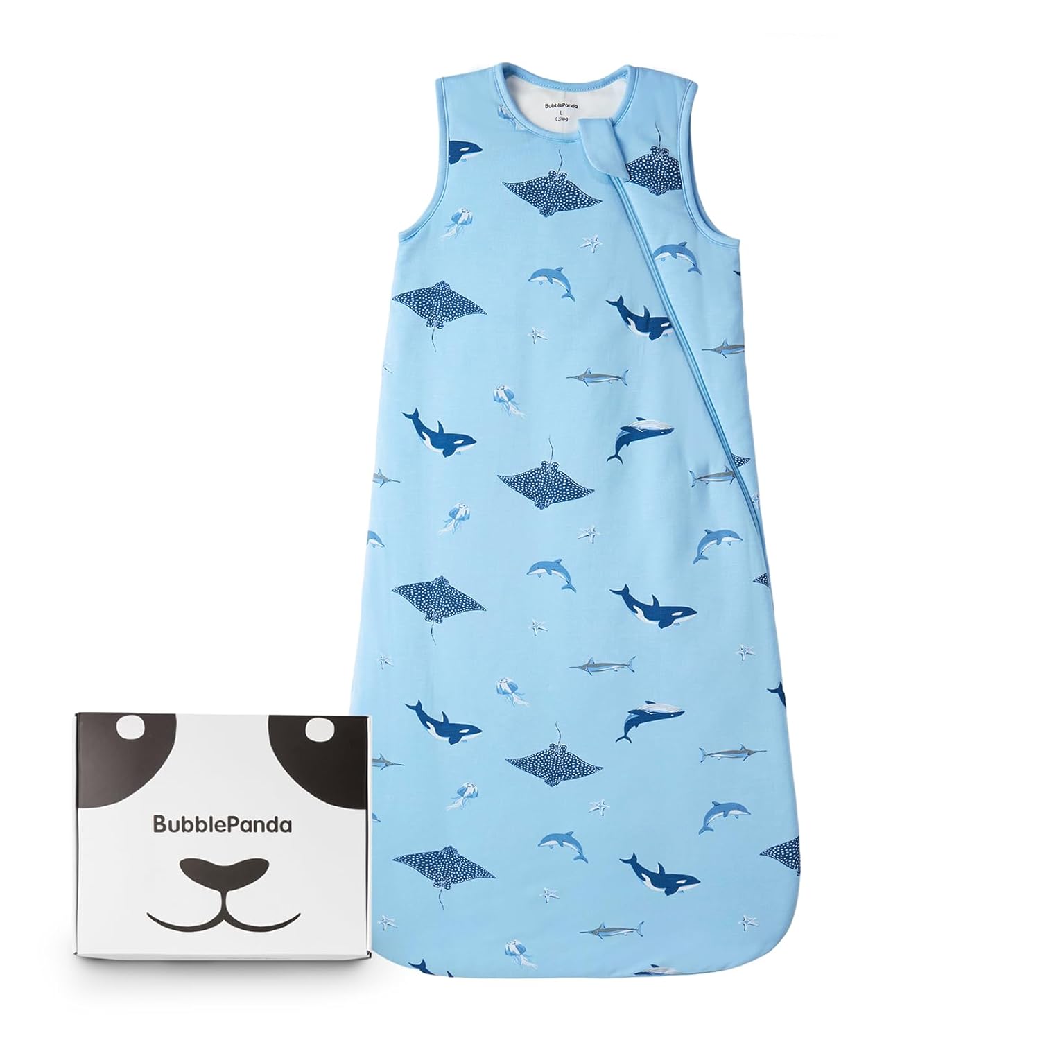 BubblePanda Shark Blue 0.5 TOG Bamboo Sleep Sack - Premium Wearable Blanket for Infants