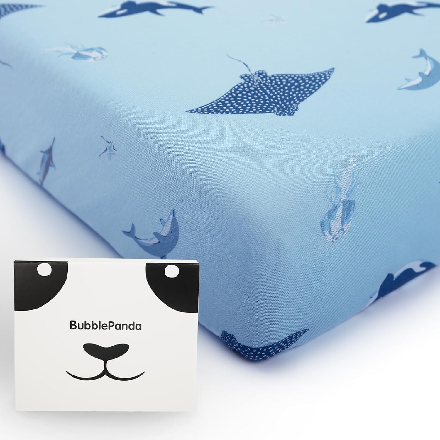 Drap-housse de berceau en bambou - (Requin)