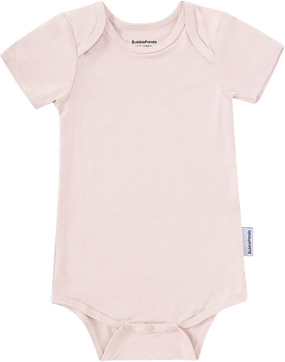 Body en bambou à manches courtes - Rose poudré