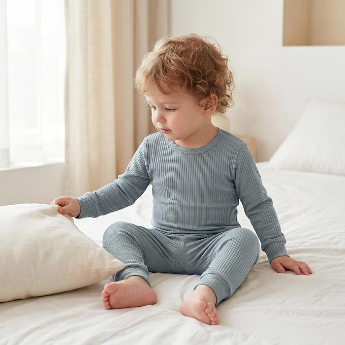 Bamboo Long Sleeve Pajama Set - Glacier