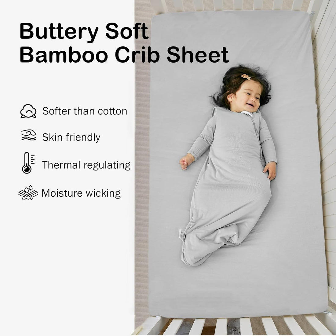 Drap-housse de bambou pour lit de bébé – (Storm) product detail