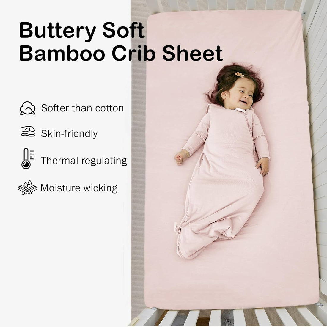 Drap-housse de berceau en bambou - (Rose) product detail