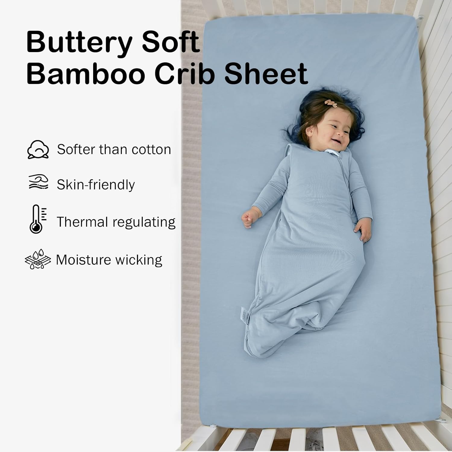 Drap-housse de berceau en bambou - (Ardoise)