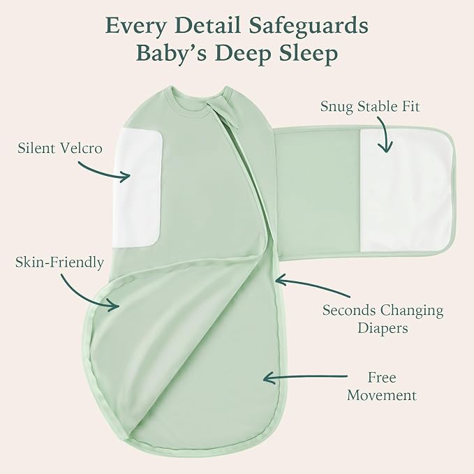 Bamboo Velcro Swaddle Sack - 0.5 TOG (Sage)