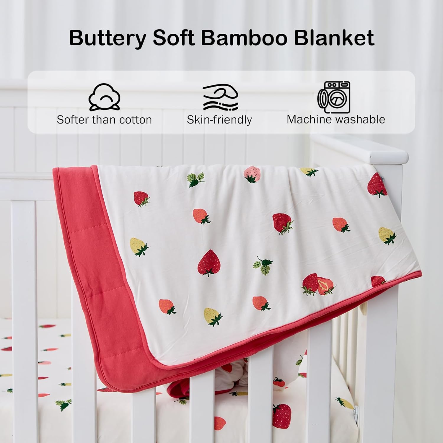 Couverture en bambou pour bébé - Fraise