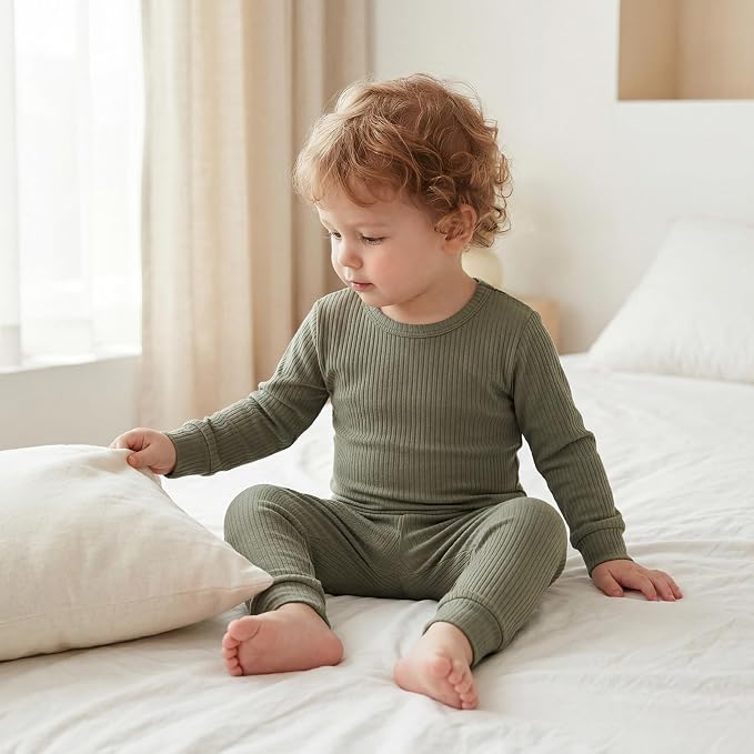 Bamboo Long Sleeve Pajama Set - Olive Drab